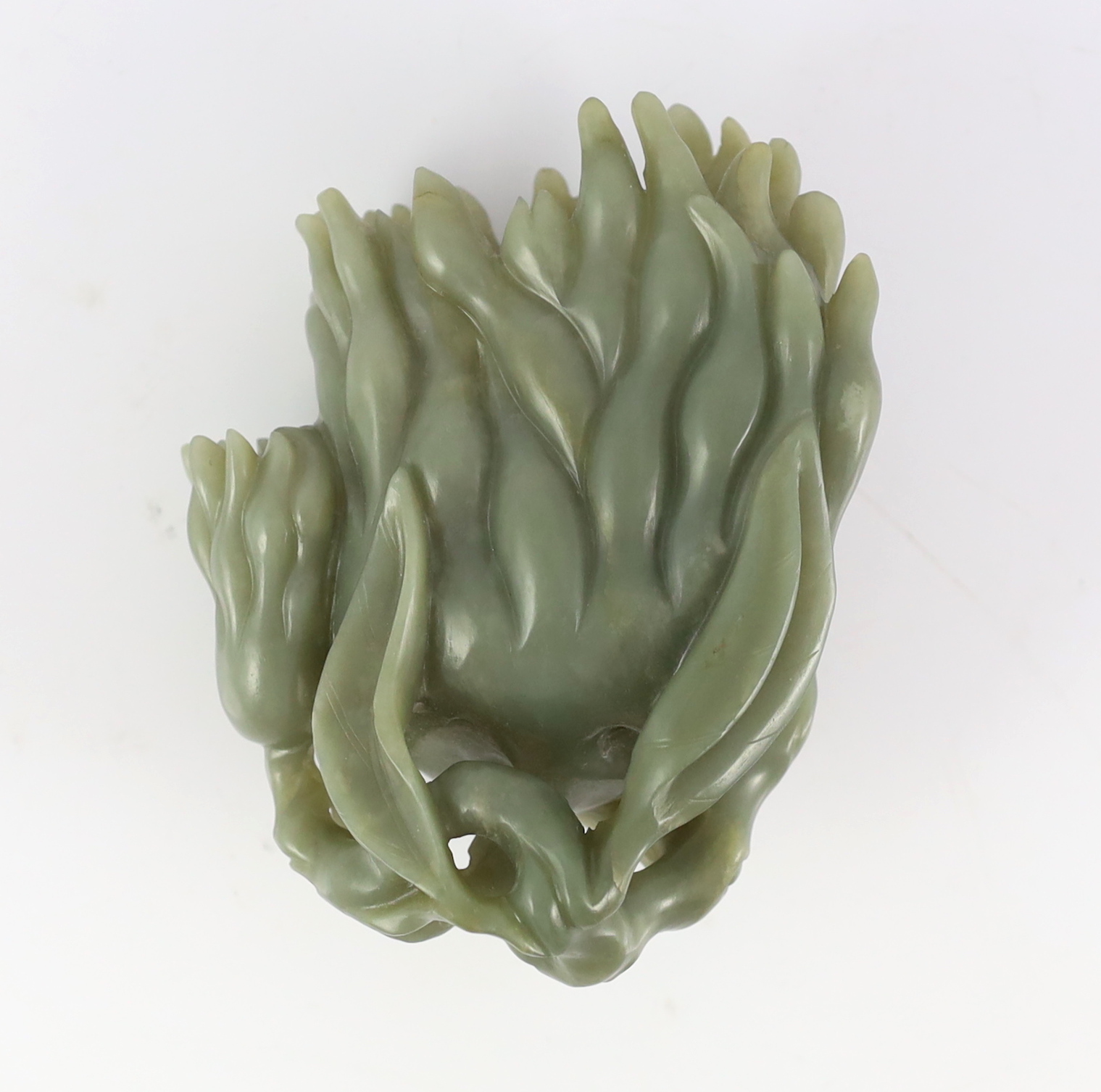 A Chinese celadon jade carving of a finger citron, 20th century